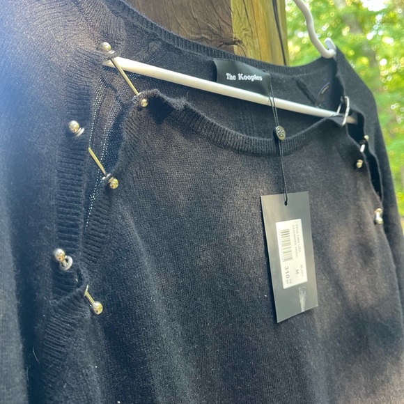 The Kooples Black Pullover Sweater Safety Pin Opening Accents - NWT! - Picture 5 of 10